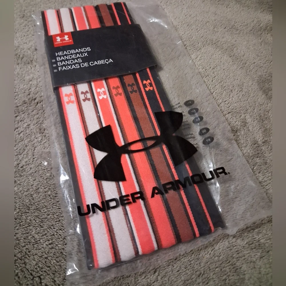 Under Armour 6 mini headbands Black Brown Orange White Women's NWT